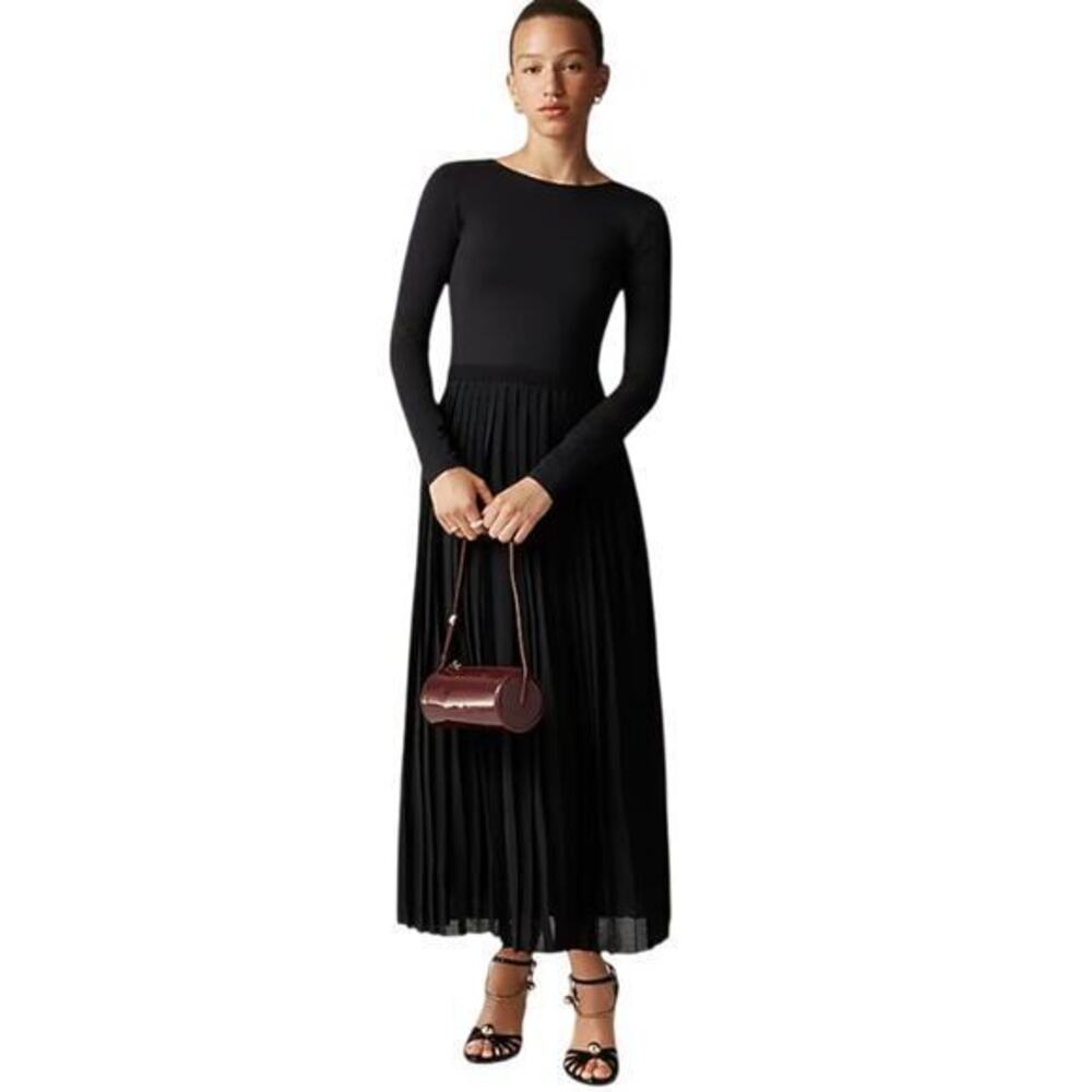 J.Crew Pleated ballet dress in stretch cotton blend Black CF797 size XS NWT